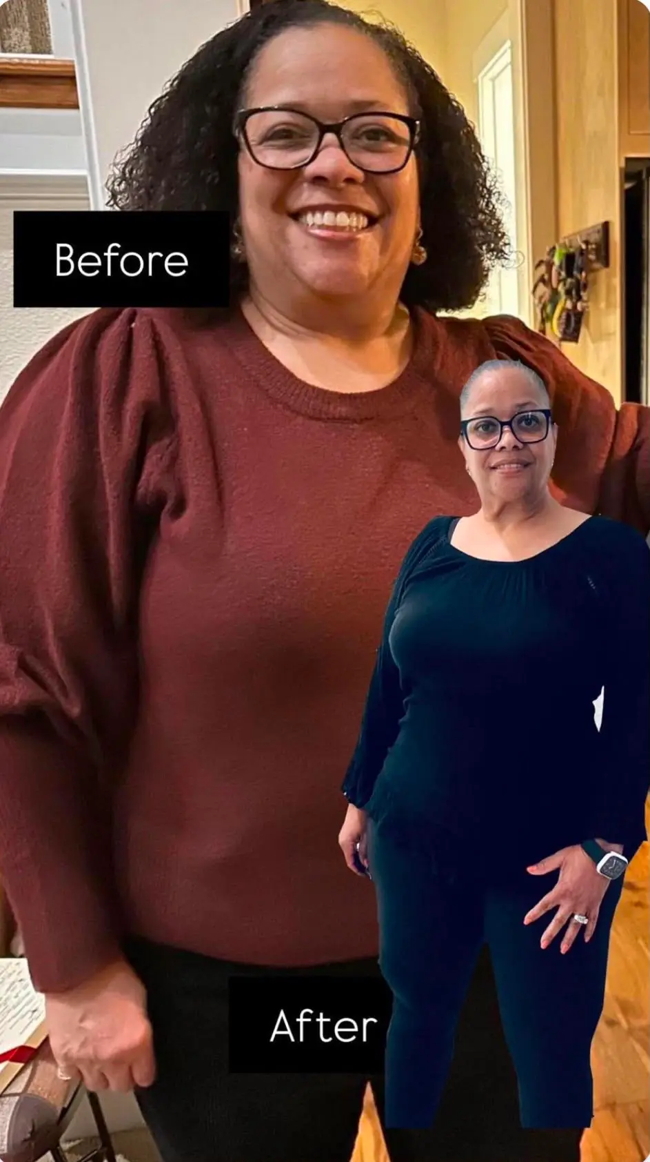 Customer before-and-after transformation photo 7: before on the left, after on the right